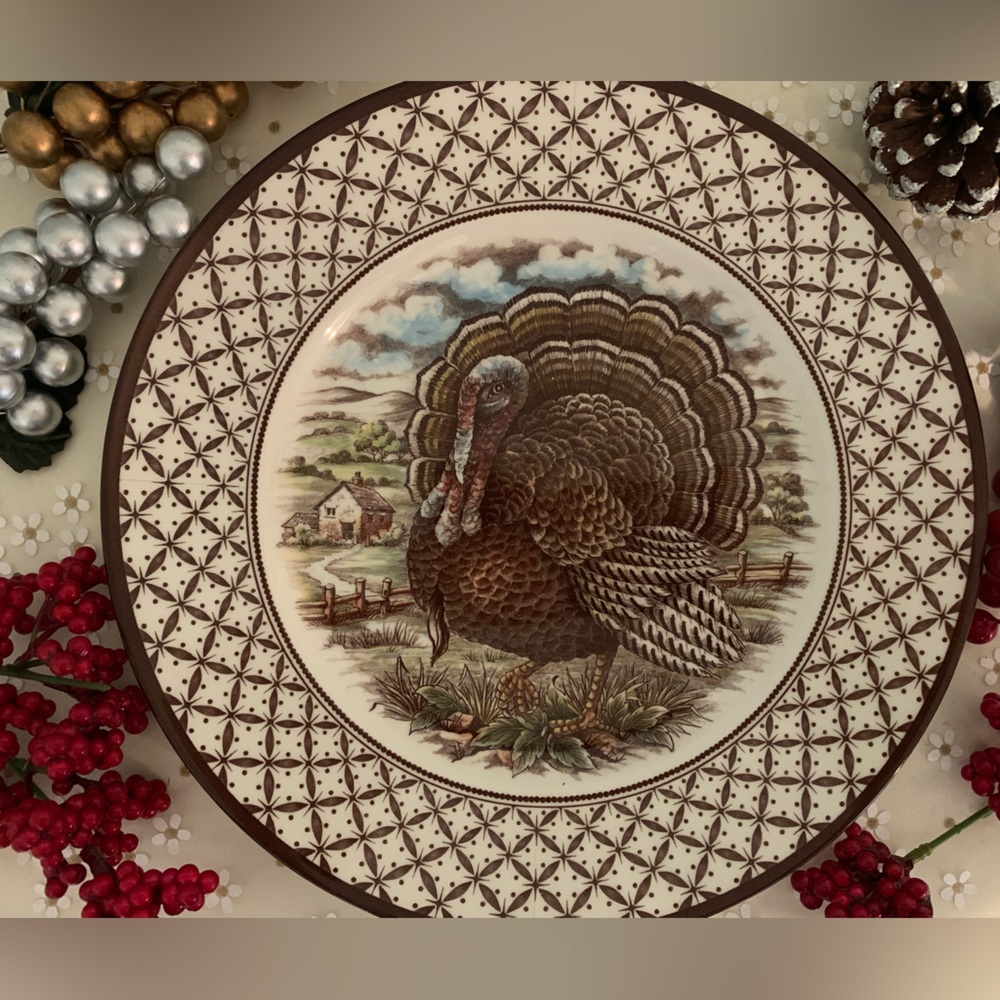 🍁New Royal Stafford Thanksgiving ‘Chantilly’ Turkey Plate🍂